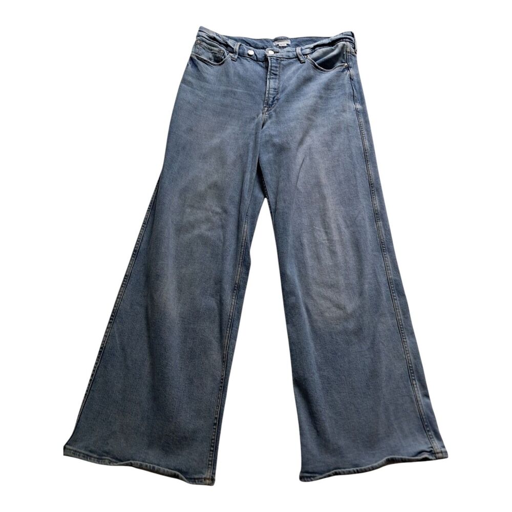 Good American Jeans Womens 12/31 Good Skate Wide Leg 90s Loose High Rise Stretch